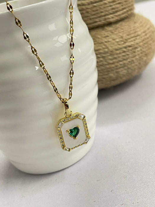 Emerald Green Heart Chain