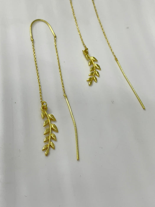 Leafy Gold Threader Earrings