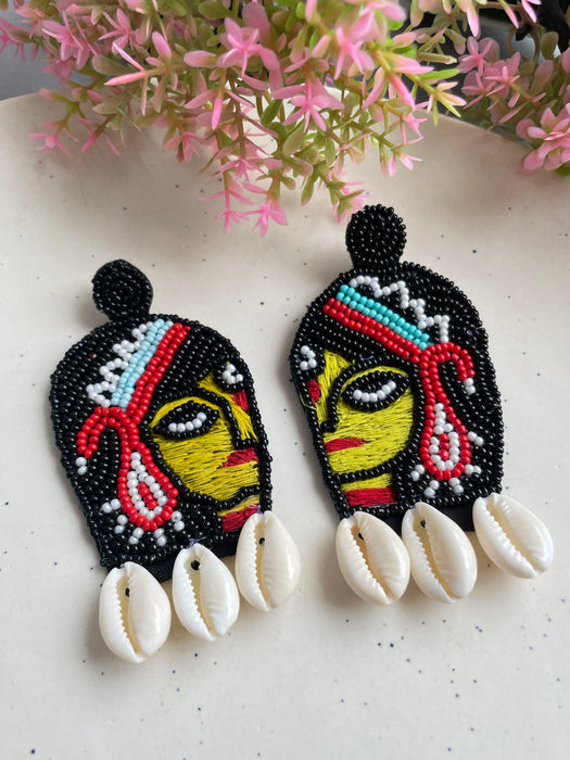 Goddess Durga Beaded Earrings