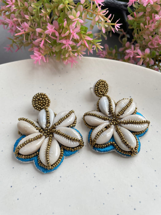 Floral Shell Beaded Earrings