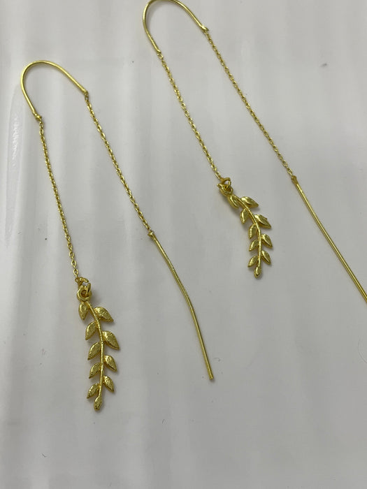 Leafy Gold Threader Earrings