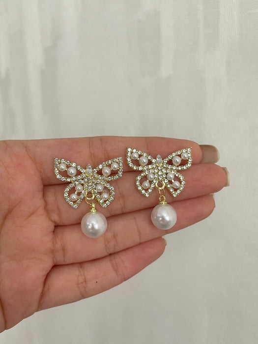 Butterfly Pearl Earrings