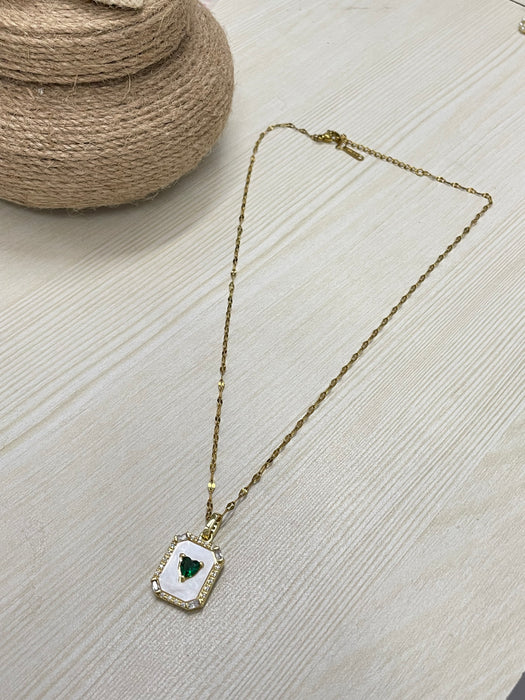 Emerald Green Heart Chain