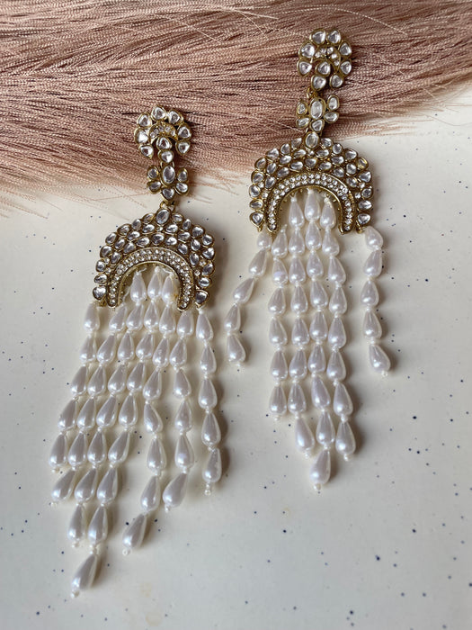 Pashmeena Long Kundan Earrings