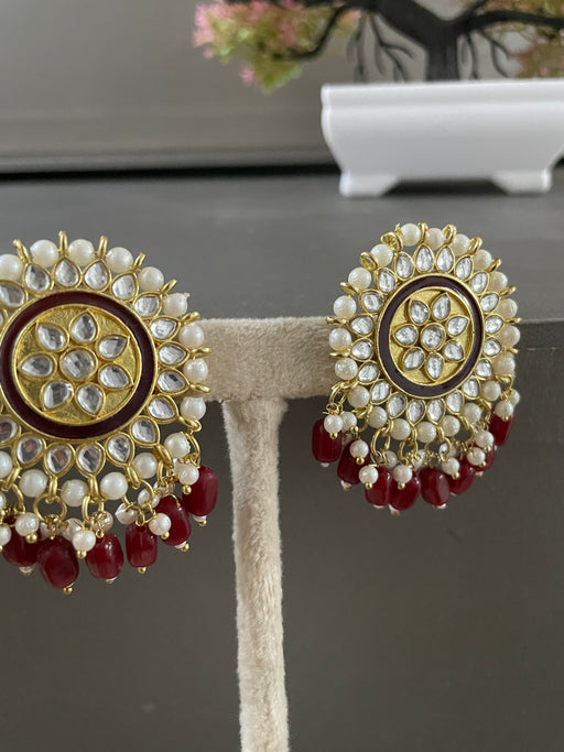 Statement Ganesh Kundan Stone Round Stud Earrings – AshokaSundari Jewels