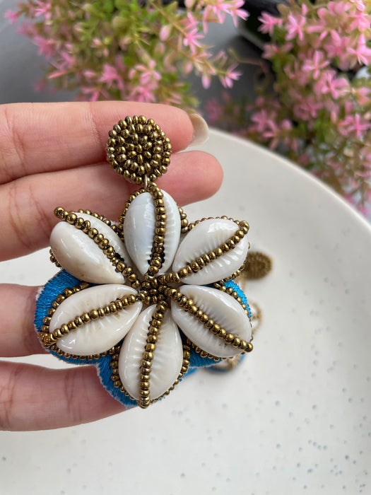 Floral Shell Beaded Earrings