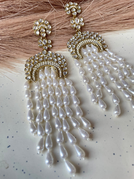 Pashmeena Long Kundan Earrings