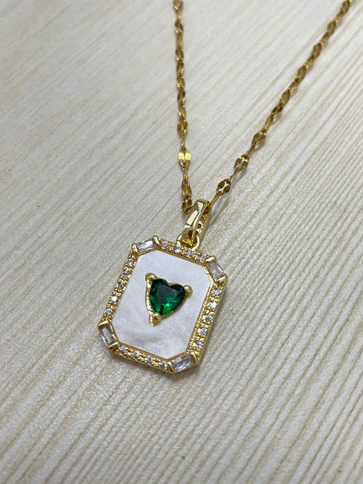 Emerald Green Heart Chain