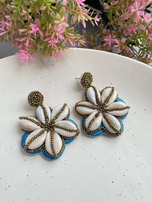 Floral Shell Beaded Earrings