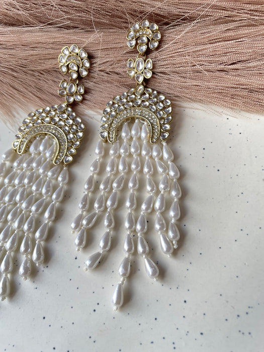 Pashmeena Long Kundan Earrings