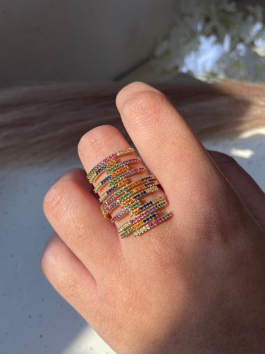 Rainbow Crystal Statement Ring