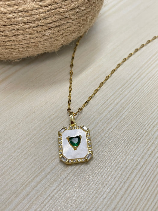 Emerald Green Heart Chain