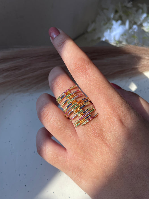 Rainbow Crystal Statement Ring