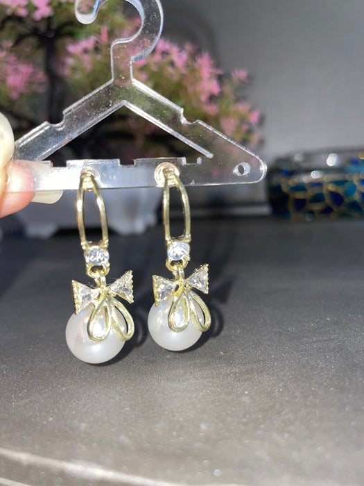 Mini Pearl Bow Earrings