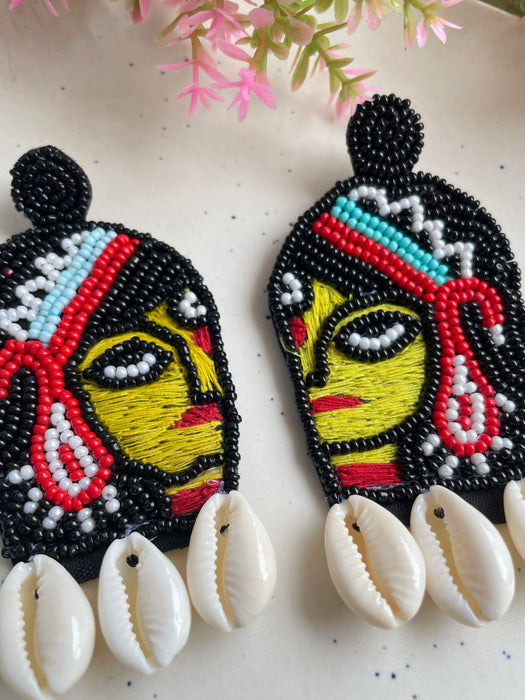 Goddess Durga Beaded Earrings