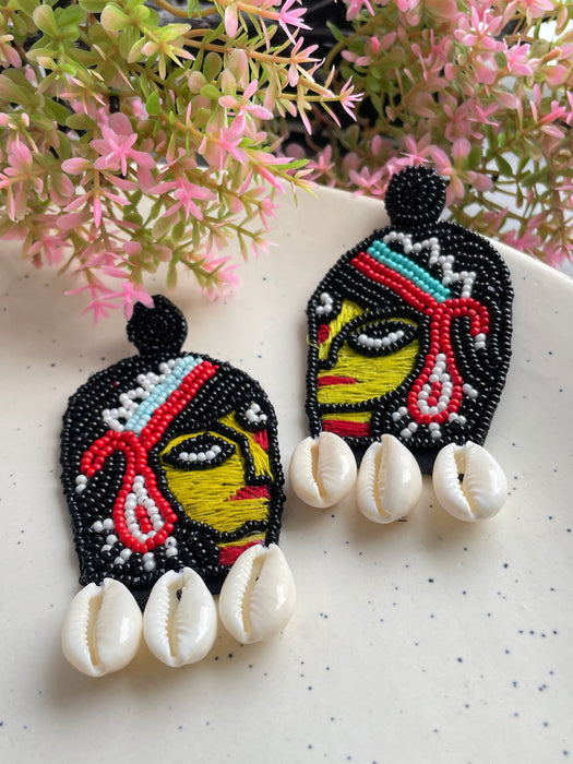 Goddess Durga Beaded Earrings