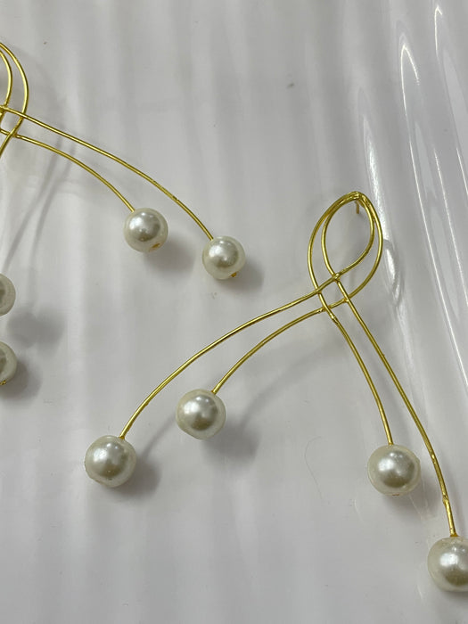 Golden Wave Pearl Earrings