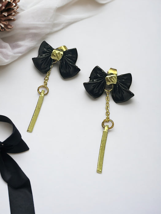 Black Bow Dainty Earrings