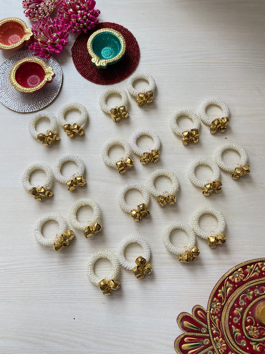 Pearl Ghungroo Aarti Ring Set Of 10 Pairs