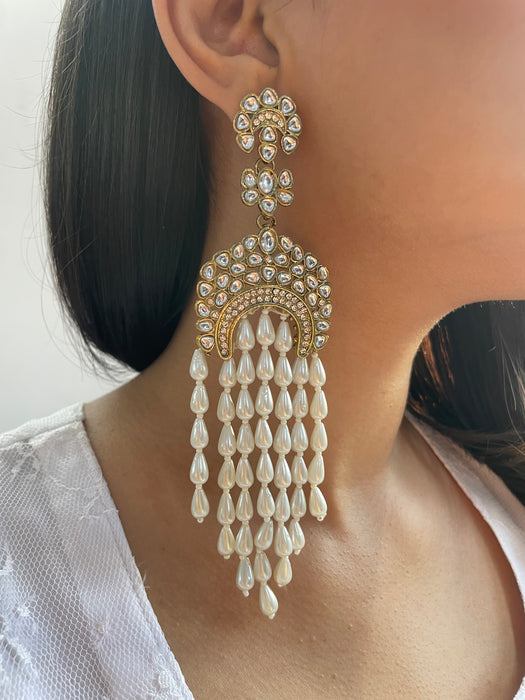 Pashmeena Long Kundan Earrings