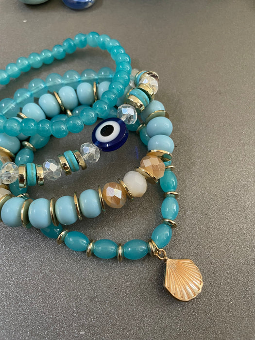 Oceanic Odyssey Evil Eye Bracelet Stack