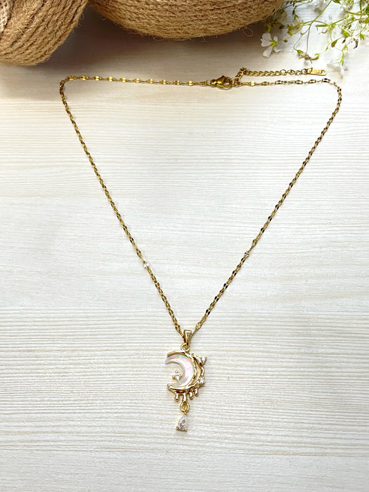 Moon Star Drop Necklace