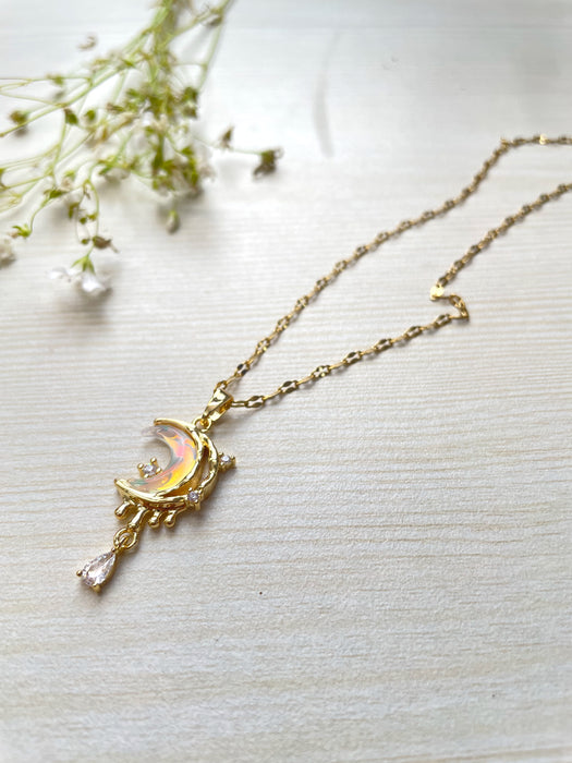 Moon Star Drop Necklace