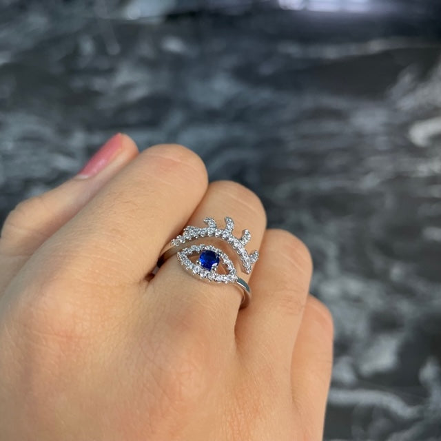 Silver Blue Eye Ring