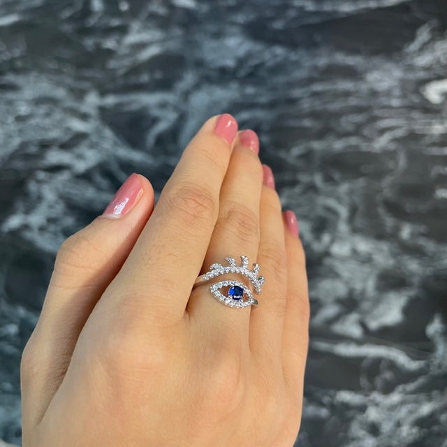 Silver Blue Eye Ring