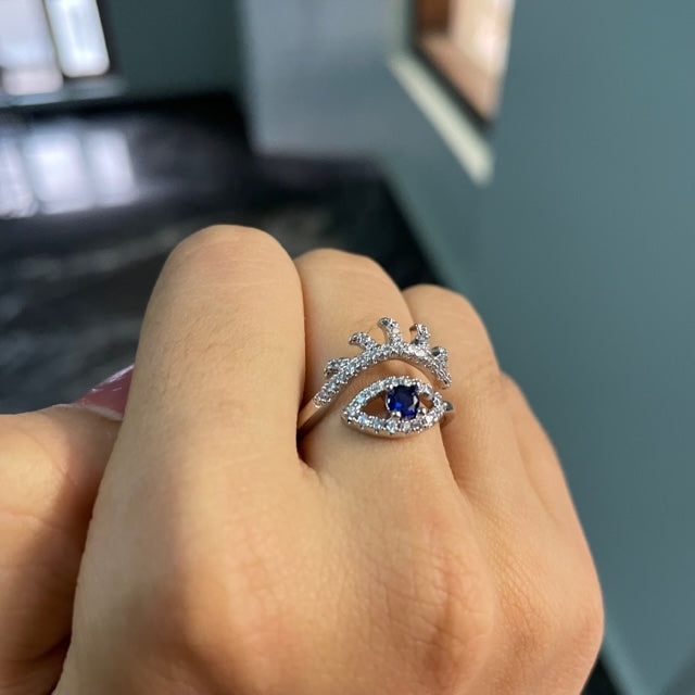 Silver Blue Eye Ring